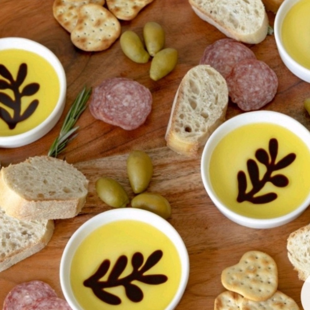 Jeanne Fitz Olive Oil & Balsamic Vinegar Olive Branch Dipping Plates, set of 4
